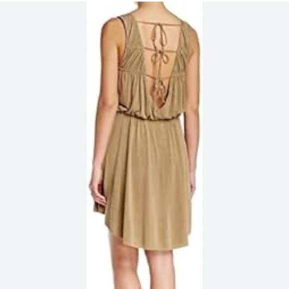 FREE PEOPLE Cupro True As Love Dress in Fatigue Open Back Utilitarian Medium - Picture 1 of 13